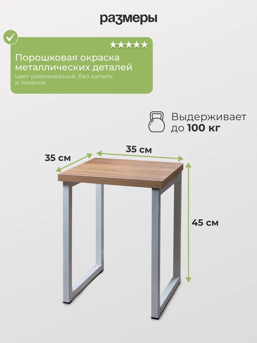 Табурет лофт комплект 2 шт FreeStyle, размер 35х35х45 см, цвет дуб золотой, цвет ножек белый