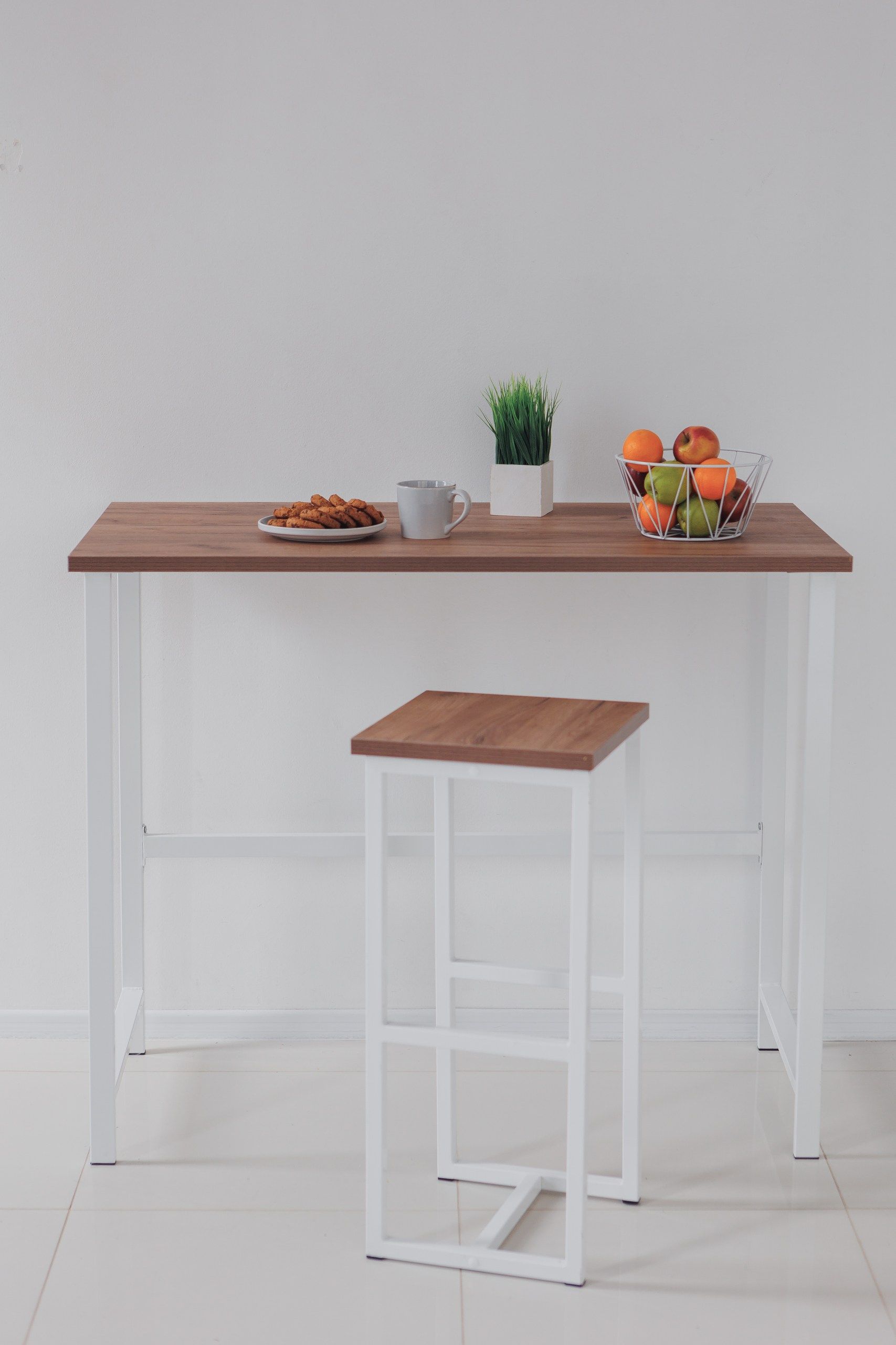 Стол барный Kitchenclassic, размер 100х40х100 см дуб табачный крафт, белое подстолье