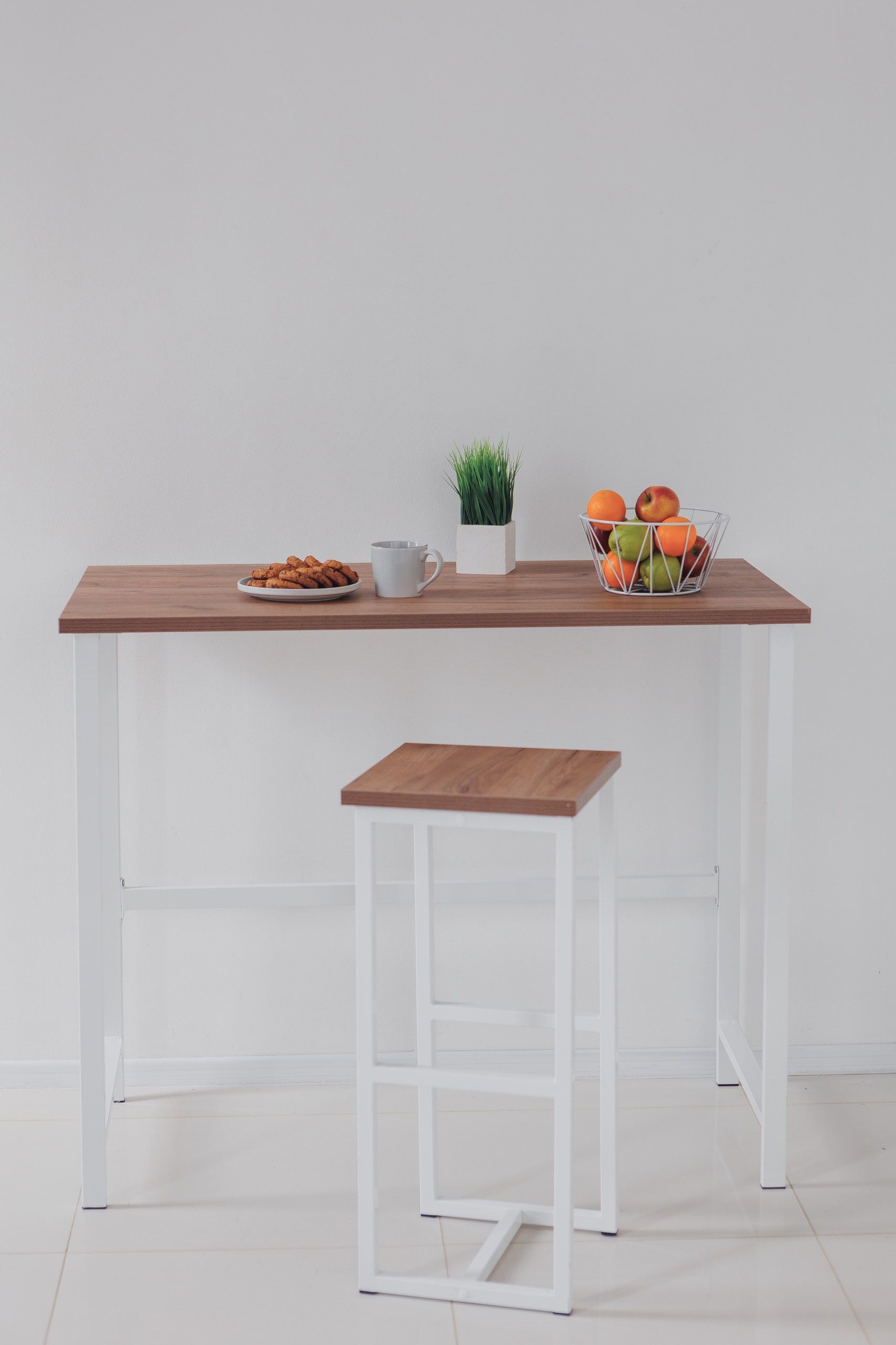 Стол барный Kitchenclassic, размер 100х60х100 см дуб табачный крафт, белое подстолье
