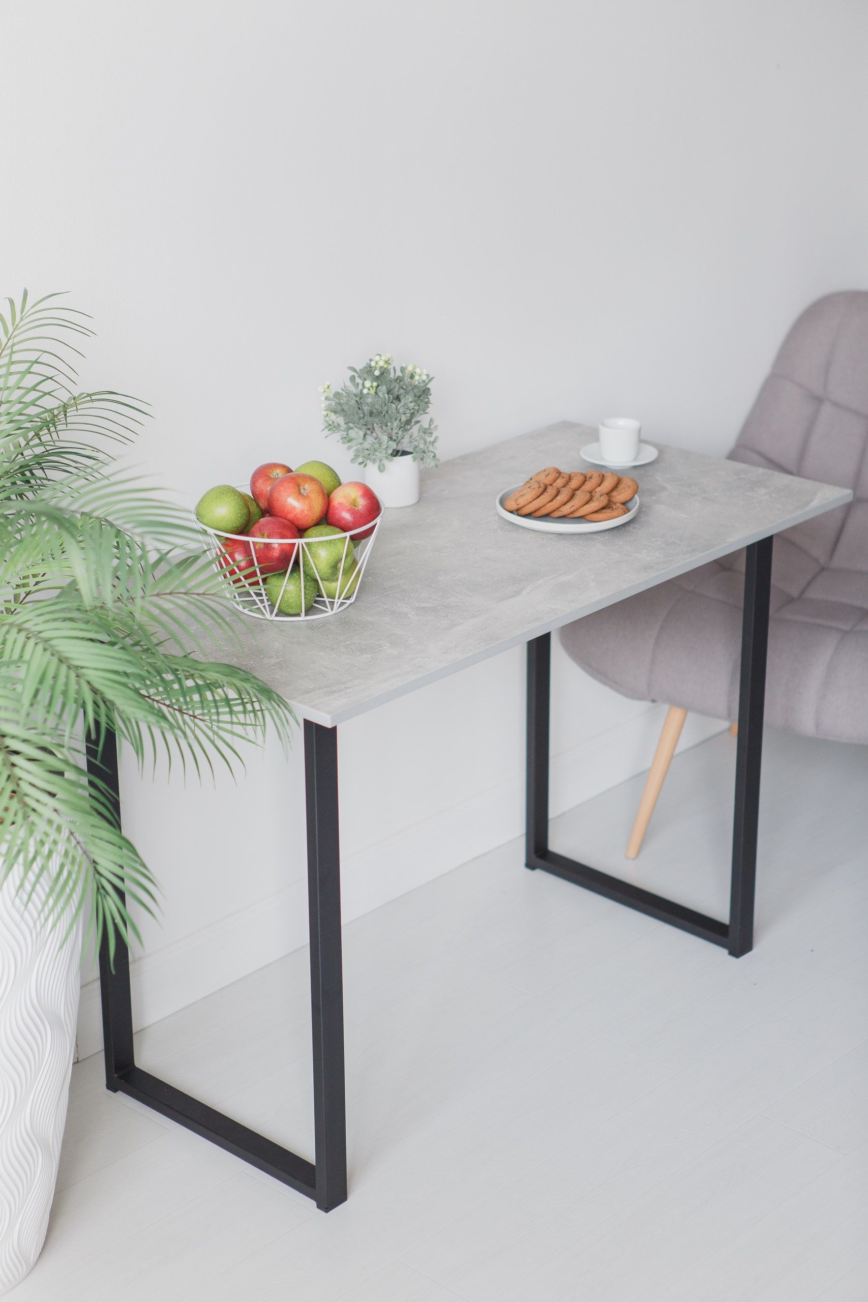 Стол обеденный кухонный письменный Universal Table 110х55см цвет ателье светлый, ножки черные