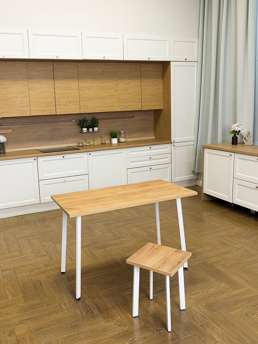 Стол письменный компьютерный офисный Simple Table 90х55см цвет дуб золотой, ножки белые