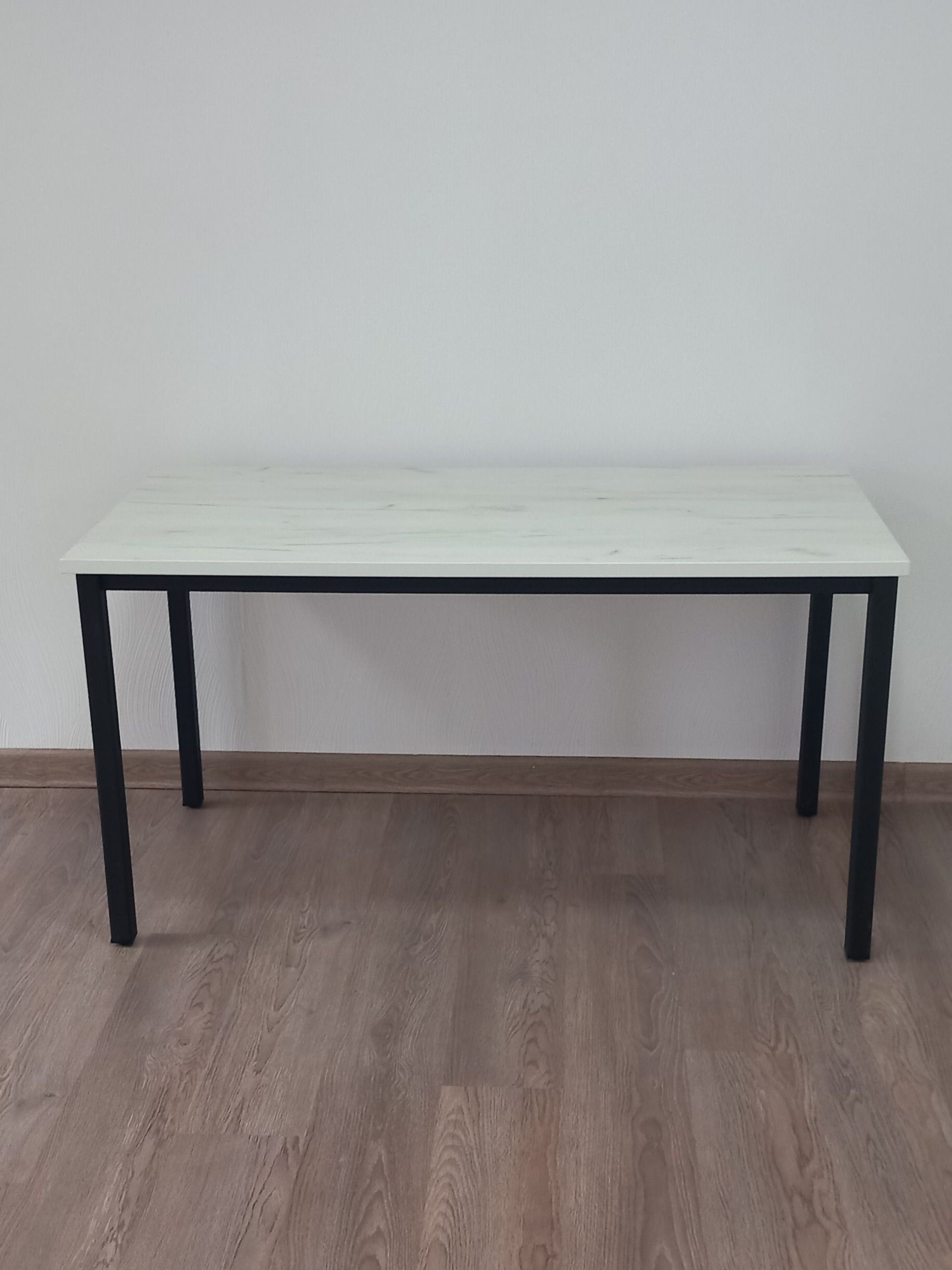 Стол обеденный, кухонный, письменный, компьютерный ATLANT 120х60х75см цвет дуб белый крафт, черное подстолье