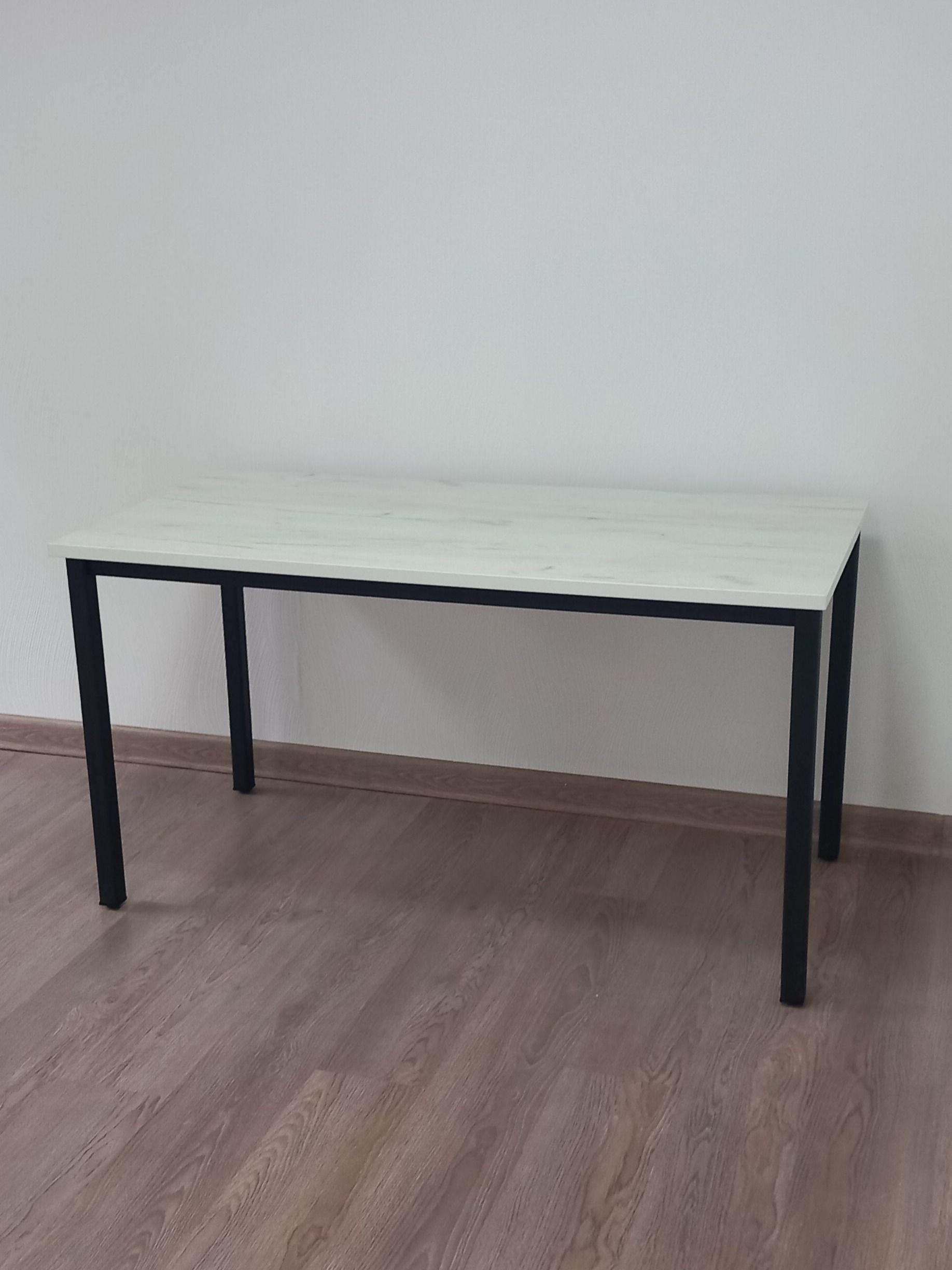 Стол обеденный, кухонный, письменный, компьютерный ATLANT 120х60х75см цвет дуб белый крафт, черное подстолье