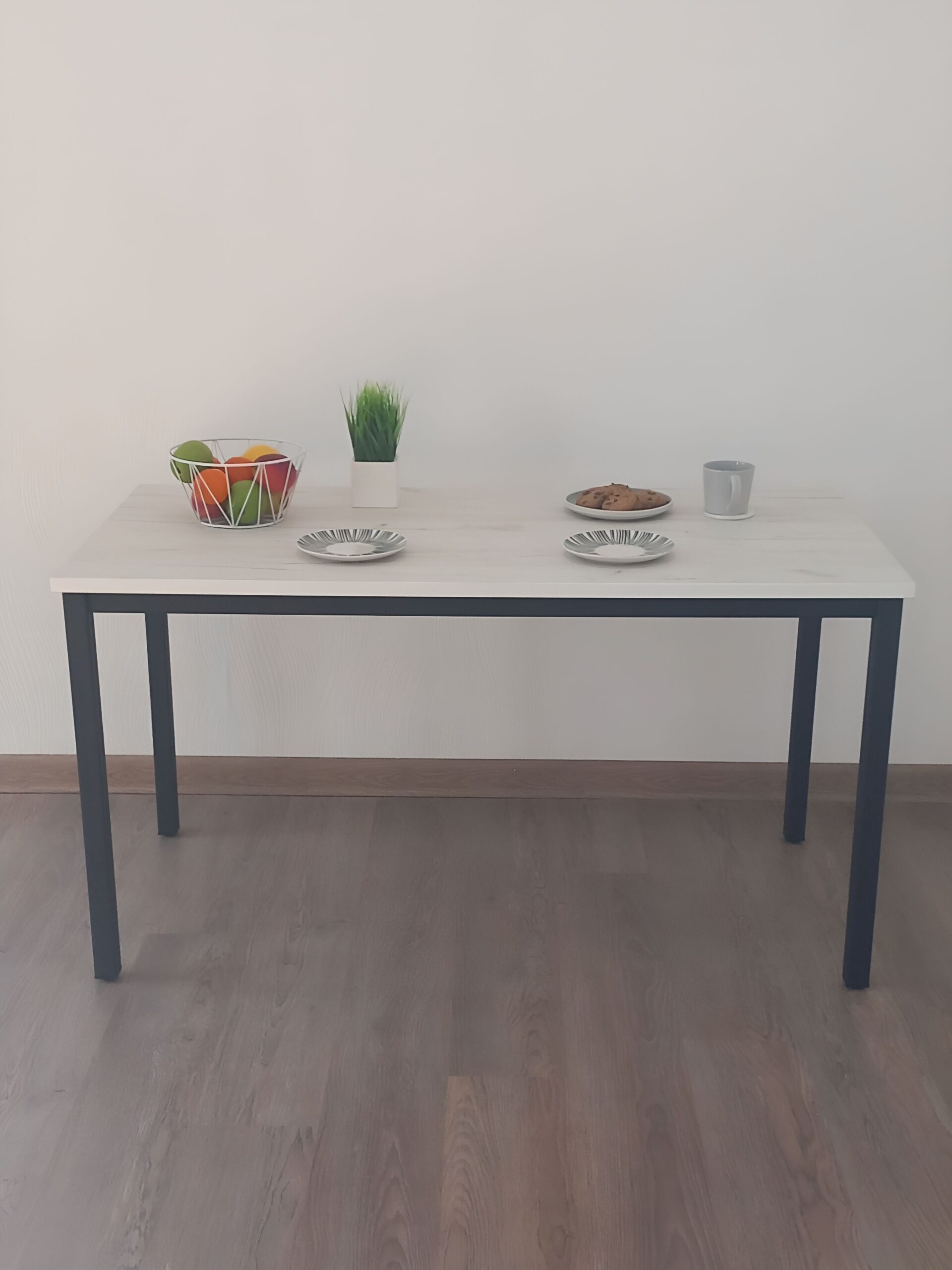 Стол обеденный, кухонный, письменный, компьютерный ATLANT 120х60х75см цвет дуб белый крафт, черное подстолье