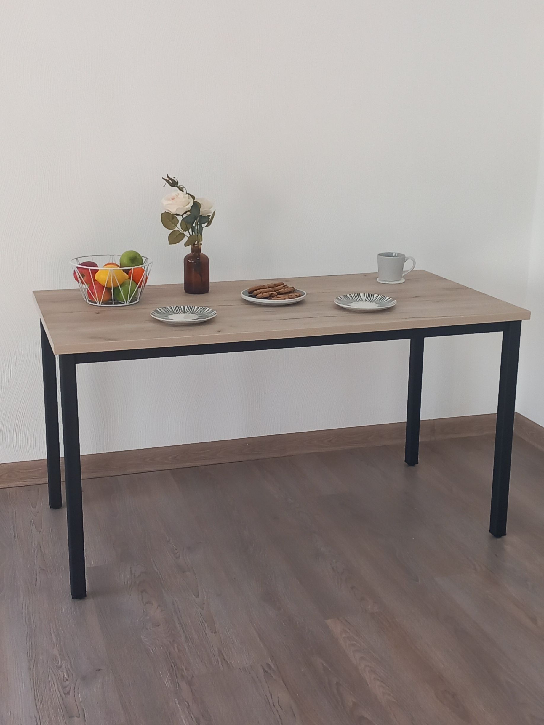 Стол обеденный, кухонный, письменный, компьютерный ATLANT 230х80х75см цвет дуб серый, черное подстолье