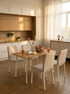 Стол обеденный Delight Dining, размер 140х70х75 см, цвет дуб золотой, цвет ножек белый