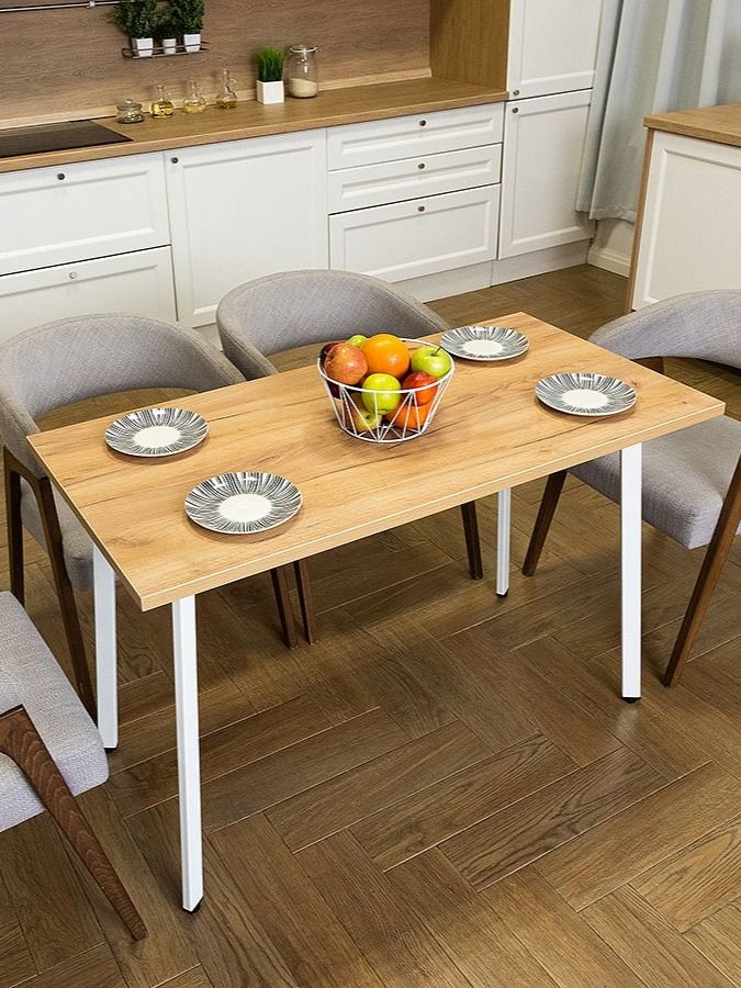 Стол обеденный Delight Dining, размер 140х70х75 см, цвет дуб золотой, цвет ножек белый