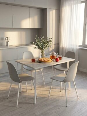 Стол обеденный Delight Dining, размер 120х60х75 см, цвет ателье светлый, цвет ножек белый