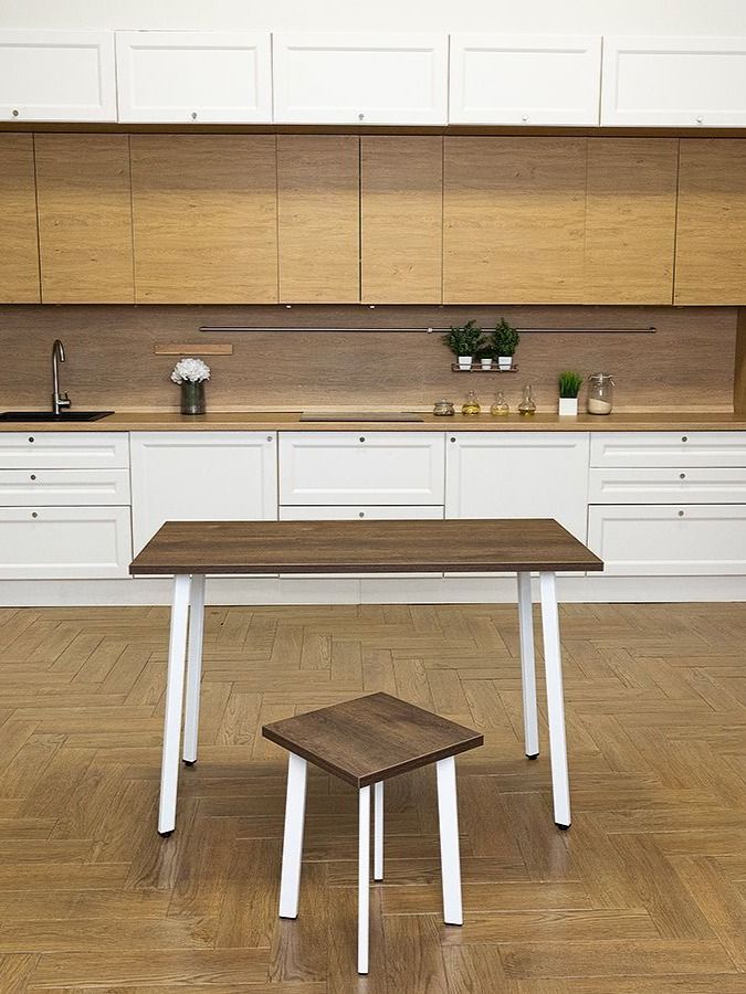 Стол обеденный Delight Dining, размер 120х60х75 см, цвет дуб бронзовый, цвет ножек белый