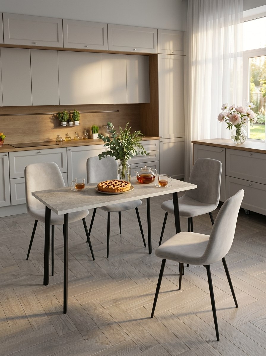 Стол обеденный Delight Dining, размер 90х60х75 см, цвет ателье светлый, цвет ножек черный