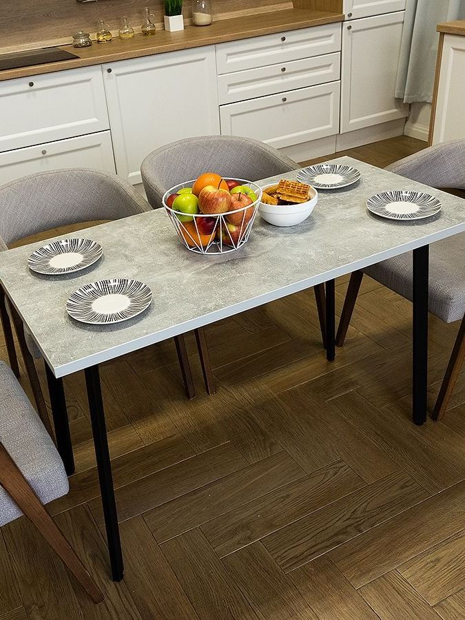 Стол обеденный Delight Dining, размер 120х60х75 см, цвет ателье светлый, цвет ножек черный