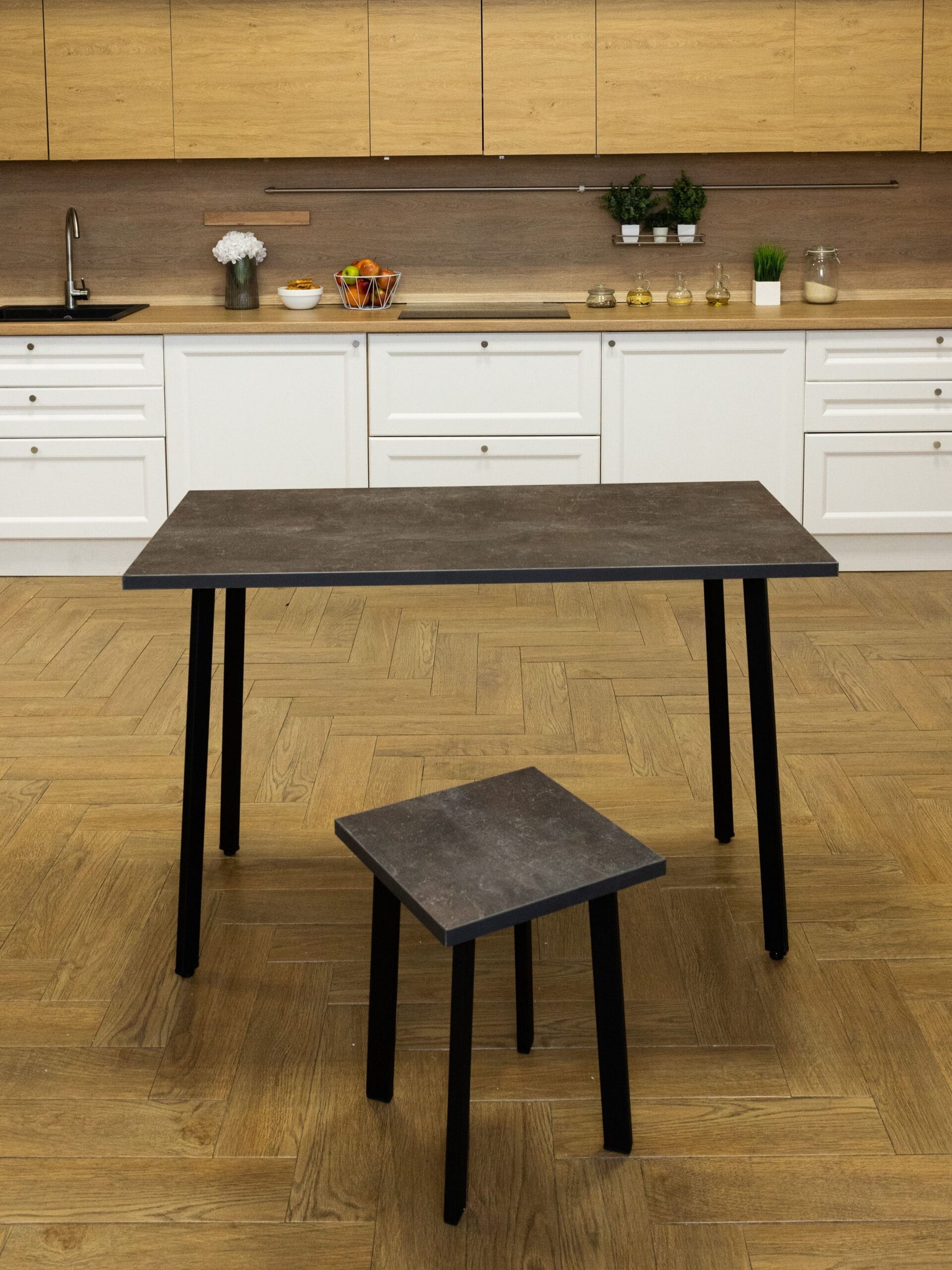 Стол обеденный Delight Dining, размер 120х60х75 см, цвет ателье темный, цвет ножек черный