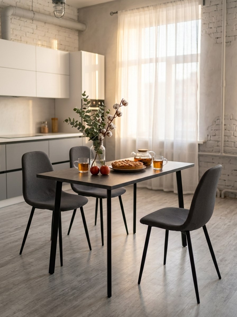 Стол обеденный Delight Dining, размер 120х60х75 см, цвет ателье темный, цвет ножек черный
