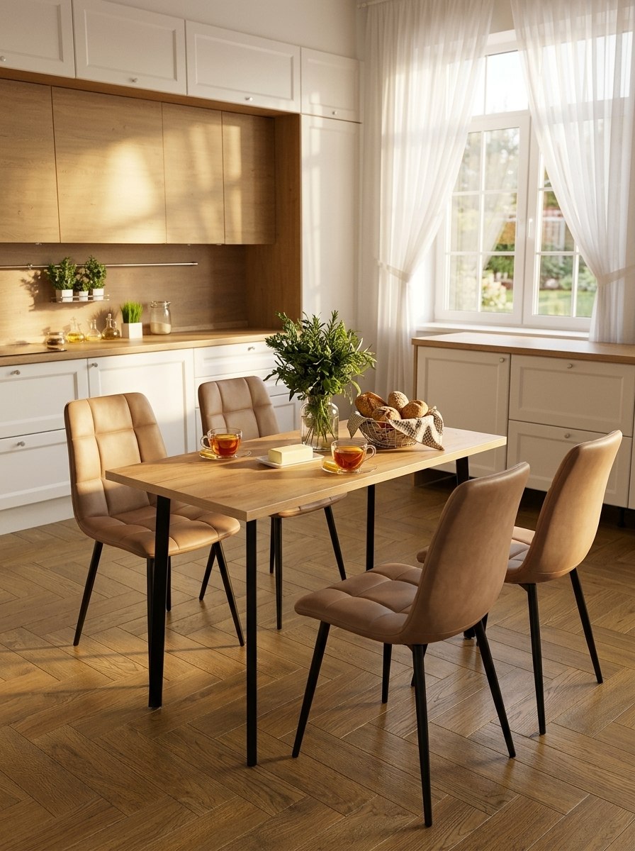 Стол обеденный Delight Dining, размер 90х60х75 см, цвет дуб золотой, цвет ножек черный