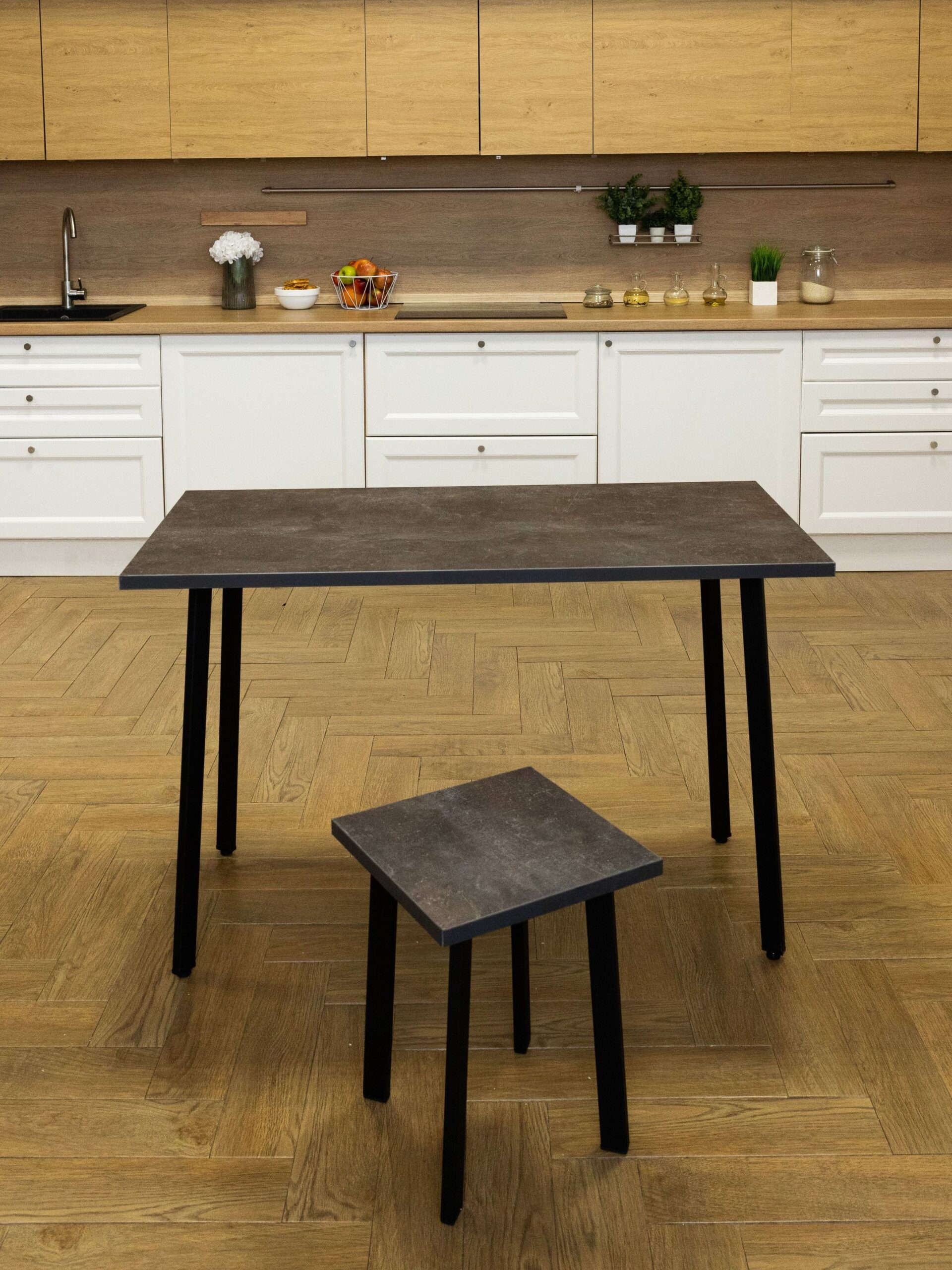 Стол обеденный Delight Dining, размер 120х70х75 см, цвет ателье темный, цвет ножек черный