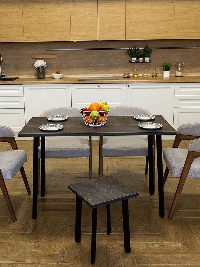 Стол обеденный Delight Dining, размер 120х70х75 см, цвет ателье темный, цвет ножек черный