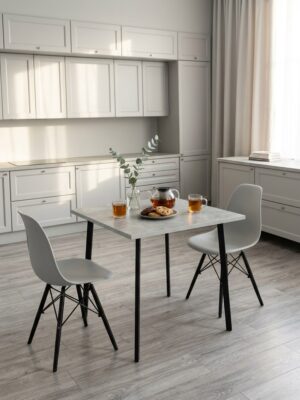 Стол обеденный Delight Dining, размер 60х60х75 см, цвет ателье светлый, цвет ножек черный