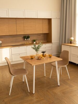 Стол обеденный Delight Dining, размер 60х60х75 см, цвет дуб золотой, цвет ножек белый