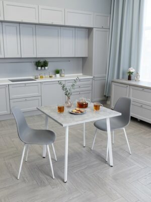 Стол обеденный Delight Dining, размер 60х60х75 см, цвет ателье светлый, цвет ножек белый
