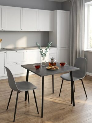 Стол обеденный Delight Dining, размер 60х60х75 см, цвет ателье темный, цвет ножек черный