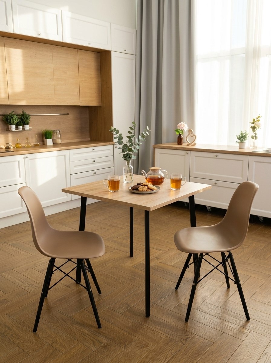Стол обеденный Delight Dining, размер 60х60х75 см, цвет дуб сонома, цвет ножек черный