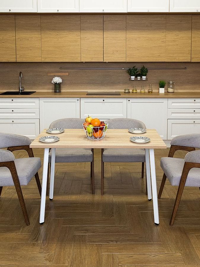 Стол обеденный Delight Dining, размер 90х60х75 см, цвет дуб сонома, цвет ножек белый