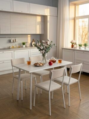 Стол обеденный Delight Dining, размер 140х70х75 см, цвет дуб белый крафт, цвет ножек белый