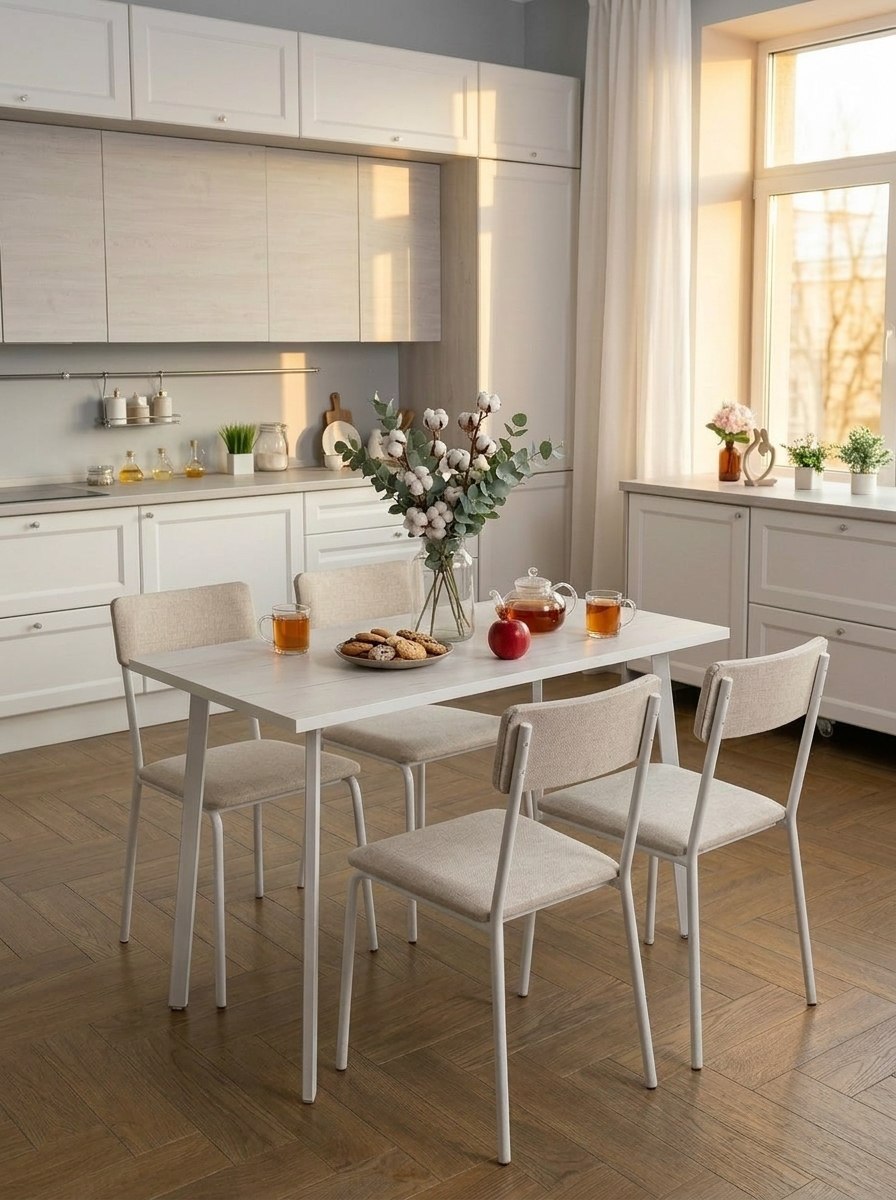 Стол обеденный Delight Dining, размер 120х60х75 см, цвет дуб белый крафт, цвет ножек белый