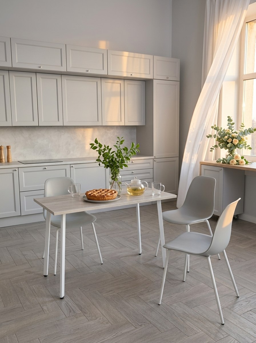 Стол обеденный Delight Dining, размер 120х70х75 см, цвет дуб серый крафт, цвет ножек белый