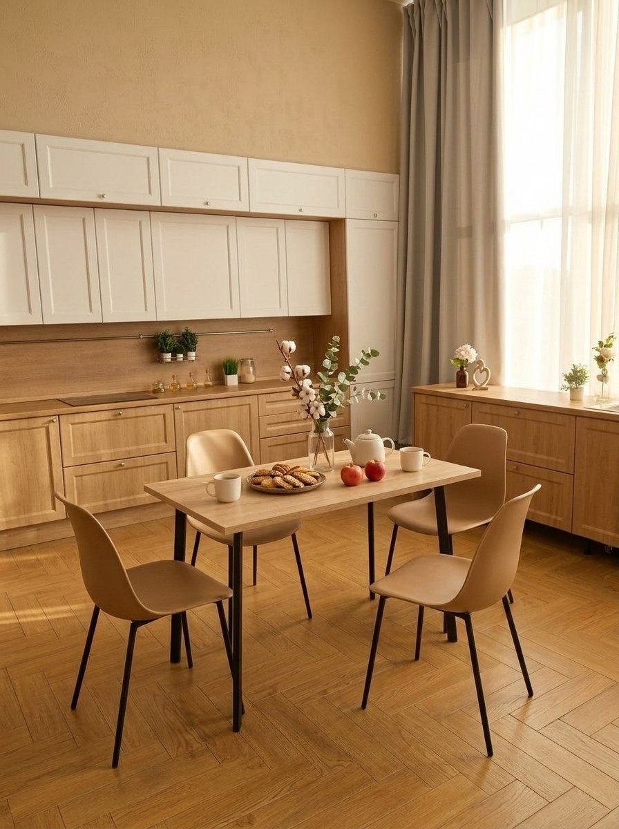 Стол обеденный Delight Dining, размер 90х60х75 см, цвет дуб сонома, цвет ножек черный