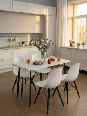 Стол обеденный Delight Dining, размер 140х70х75 см, цвет белый, цвет ножек черный