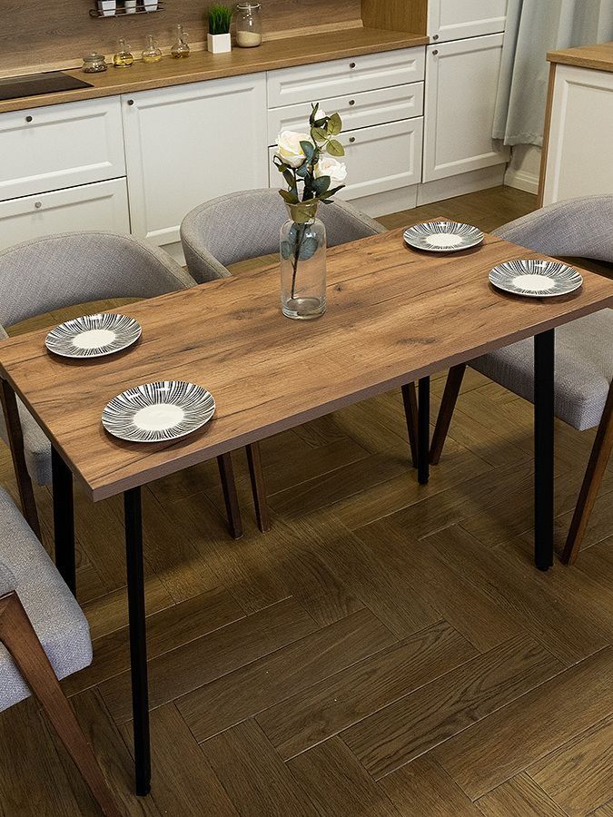 Стол обеденный Delight Dining, размер 120х70х75 см, цвет дуб табачный, цвет ножек черный