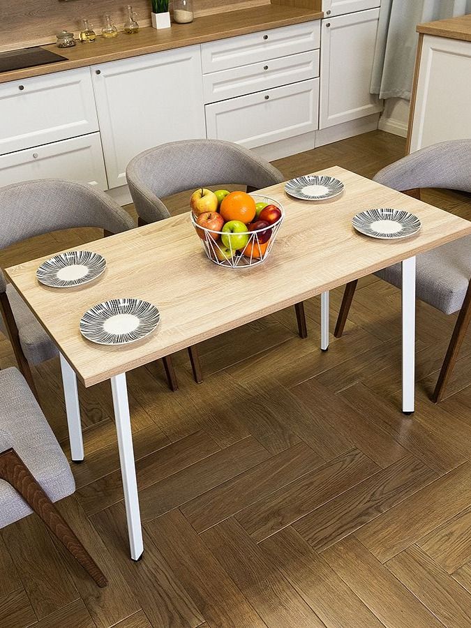 Стол обеденный Delight Dining, размер 140х70х75 см, цвет дуб сонома, цвет ножек белый