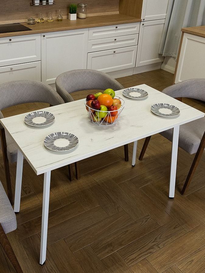Стол обеденный Delight Dining, размер 140х70х75 см, цвет дуб белый крафт, цвет ножек белый