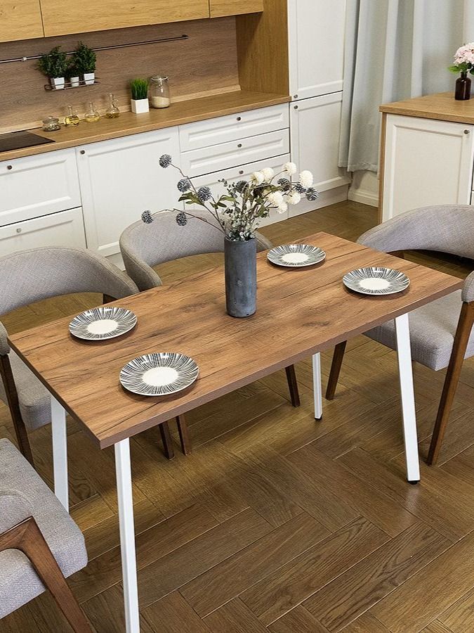 Стол обеденный Delight Dining, размер 140х70х75 см, цвет дуб табачный, цвет ножек белый