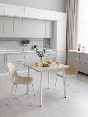 Стол обеденный Delight Dining, размер 60х60х75 см, цвет дуб серый крафт, цвет ножек белый