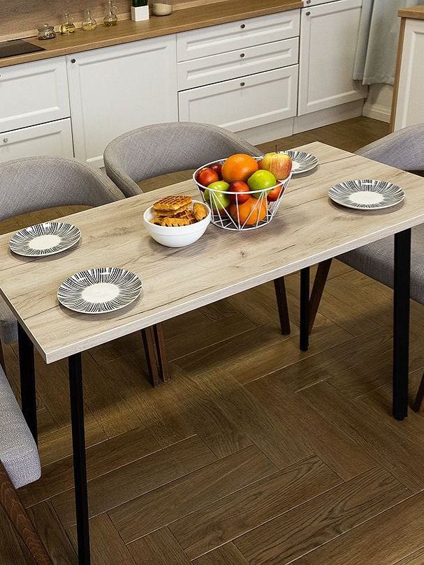 Стол обеденный Delight Dining, размер 120х70х75 см, цвет дуб серый крафт, цвет ножек черный