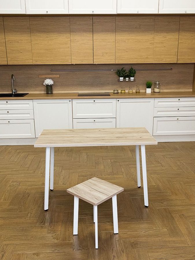 Стол обеденный Delight Dining, размер 120х70х75 см, цвет дуб серый крафт, цвет ножек белый