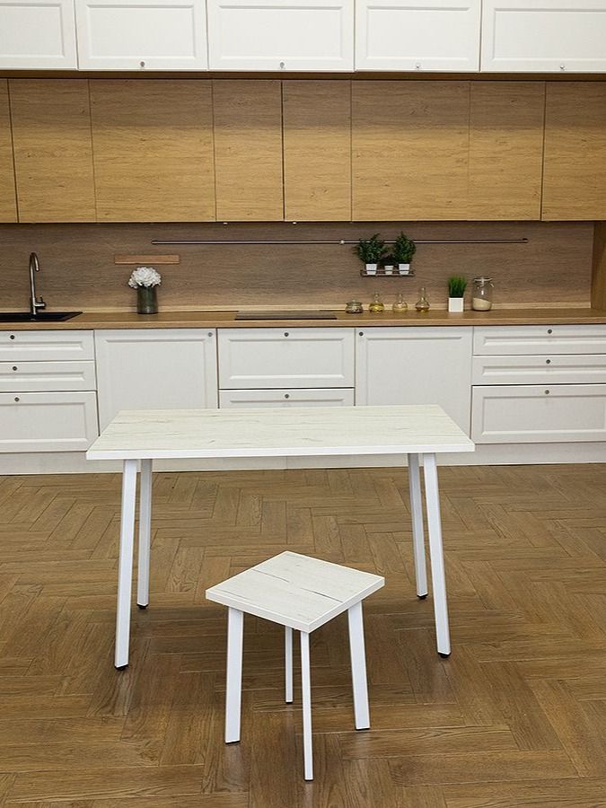 Стол обеденный Delight Dining, размер 120х70х75 см, цвет дуб белый крафт, цвет ножек белый