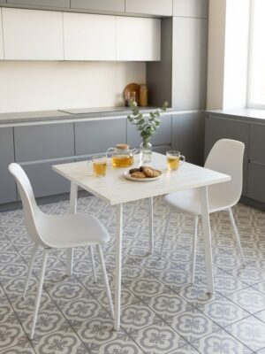 Стол обеденный Delight Dining, размер 60х60х75 см, цвет дуб белый крафт, цвет ножек белый