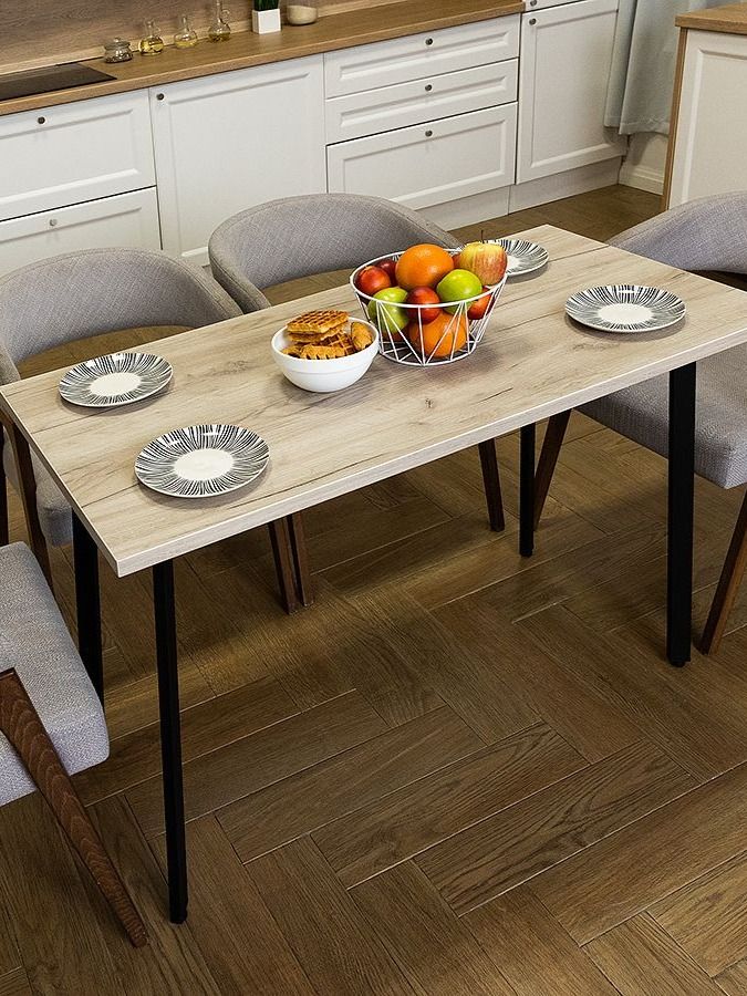 Стол обеденный Delight Dining, размер 140х70х75 см, цвет дуб серый крафт, цвет ножек черный