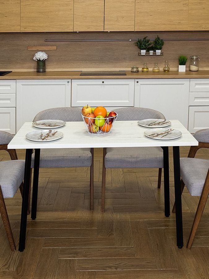 Стол обеденный Delight Dining, размер 140х70х75 см, цвет дуб белый крафт, цвет ножек черный