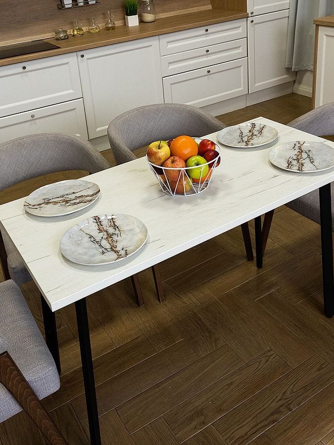Стол обеденный Delight Dining, размер 140х70х75 см, цвет дуб белый крафт, цвет ножек черный