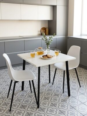 Стол обеденный Delight Dining, размер 60х60х75 см, цвет дуб белый крафт, цвет ножек черный