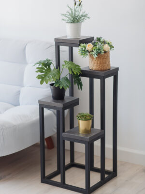 Цветочница LoftFlowers напольная 40х40х100,5 см, цвет ателье темный /черные ножки