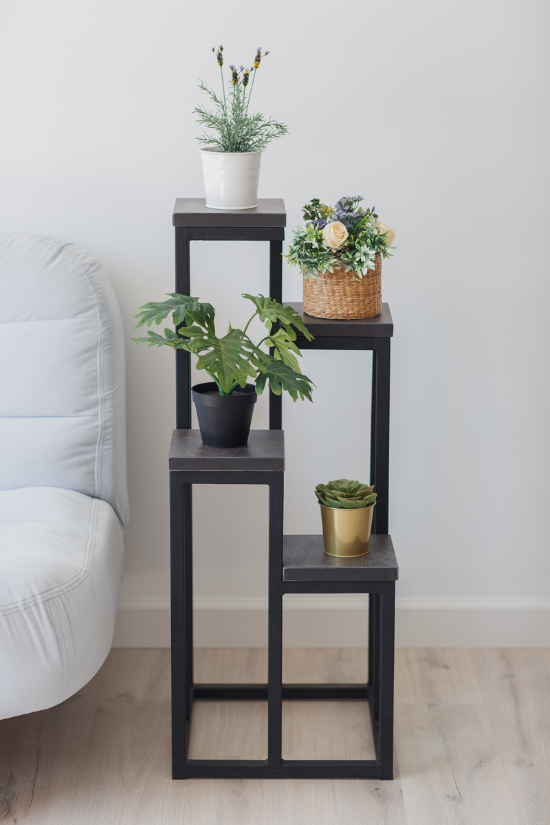 Цветочница LoftFlowers напольная 40х40х100,5 см, цвет ателье темный /черные ножки