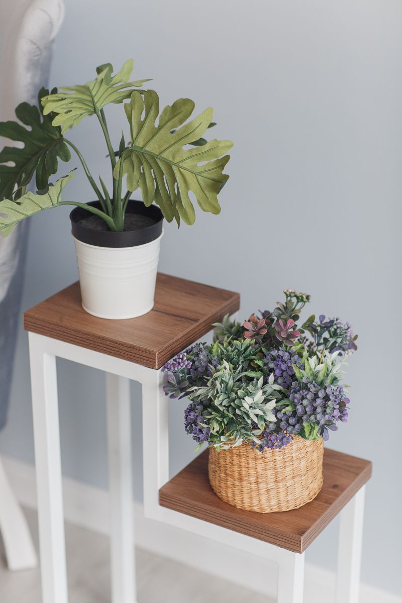 Цветочница Two Step Loft 40х20х60 см, цвет дуб табачный/белый