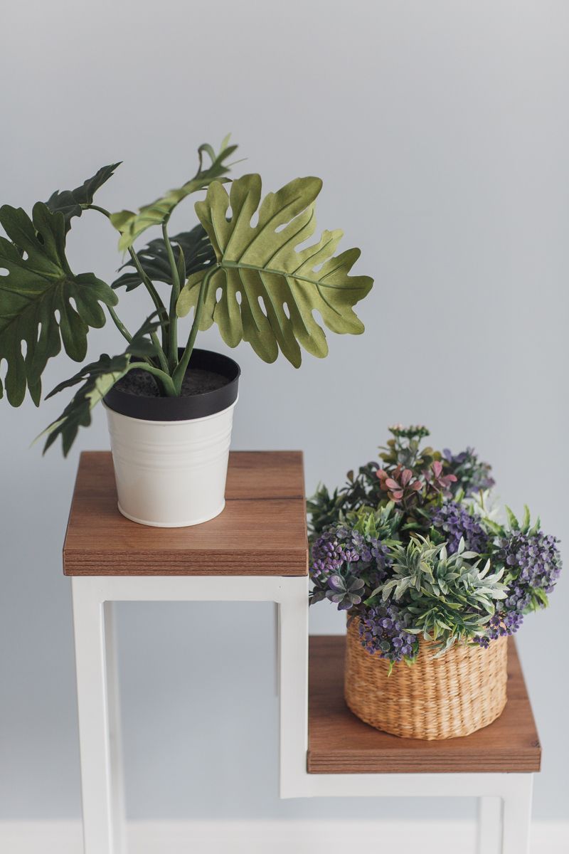 Цветочница Two Step Loft 40х20х60 см, цвет дуб табачный/белый