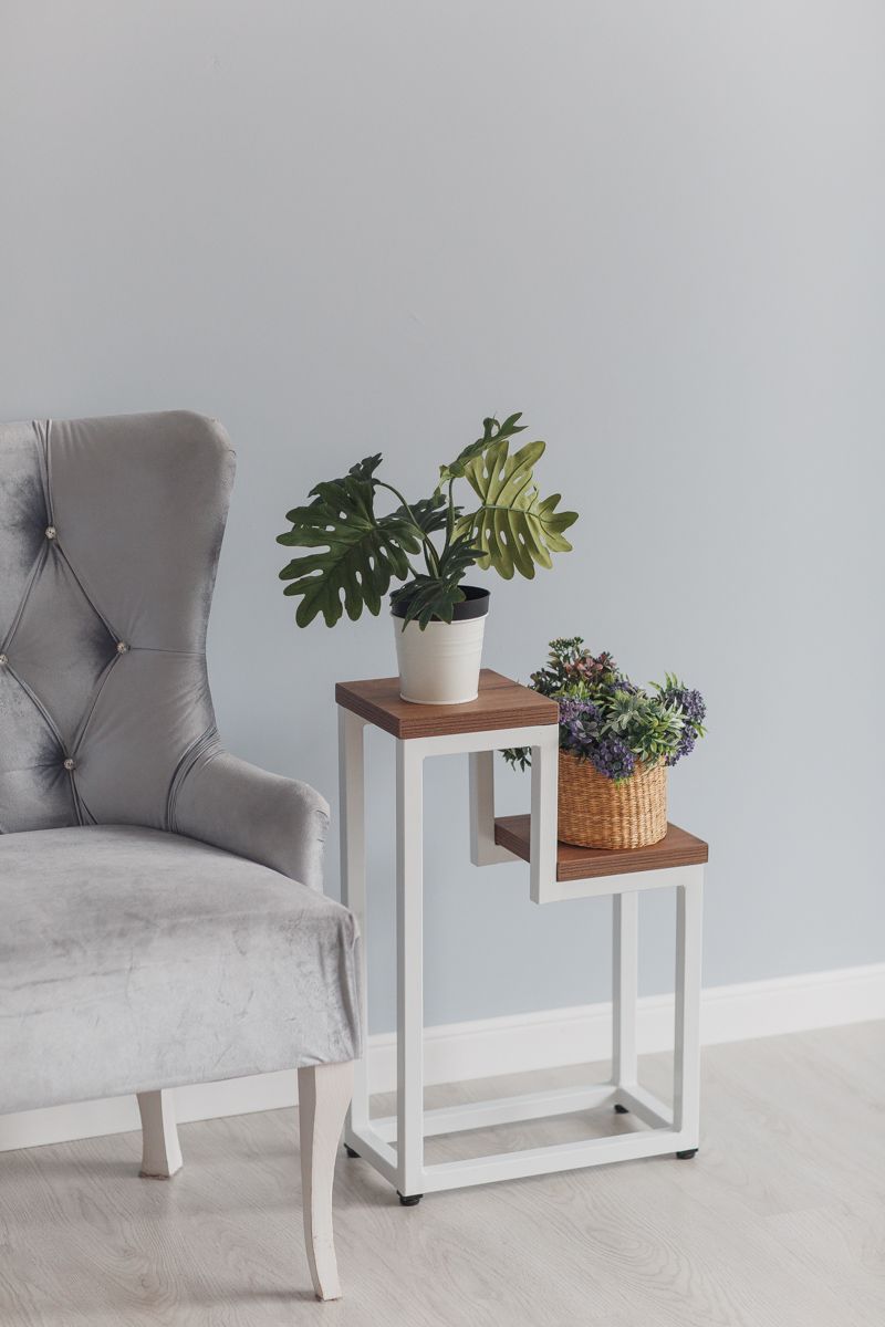 Цветочница Two Step Loft 40х20х60 см, цвет дуб табачный/белый