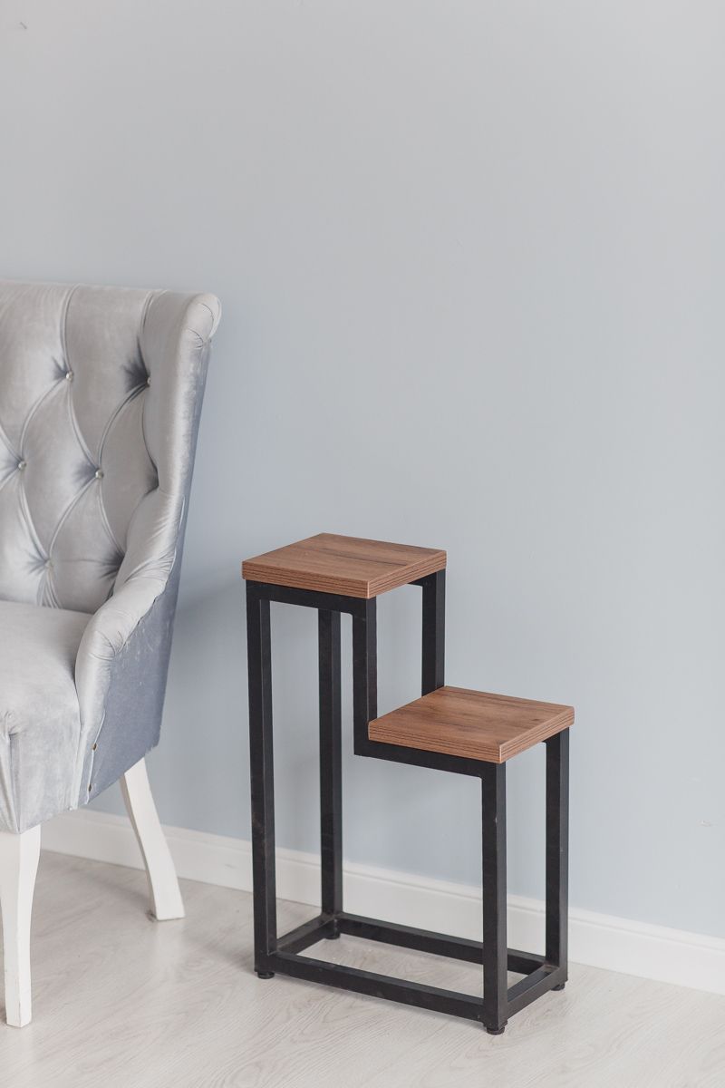 Цветочница Two Step Loft 40х20х60 см, цвет дуб табачный/черный